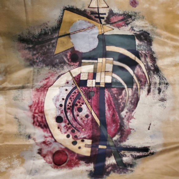 Vintage Wassily Kandinsky Art Scarf Hommage to Grohmann Black Border 34x34 - Picture 2 of 5